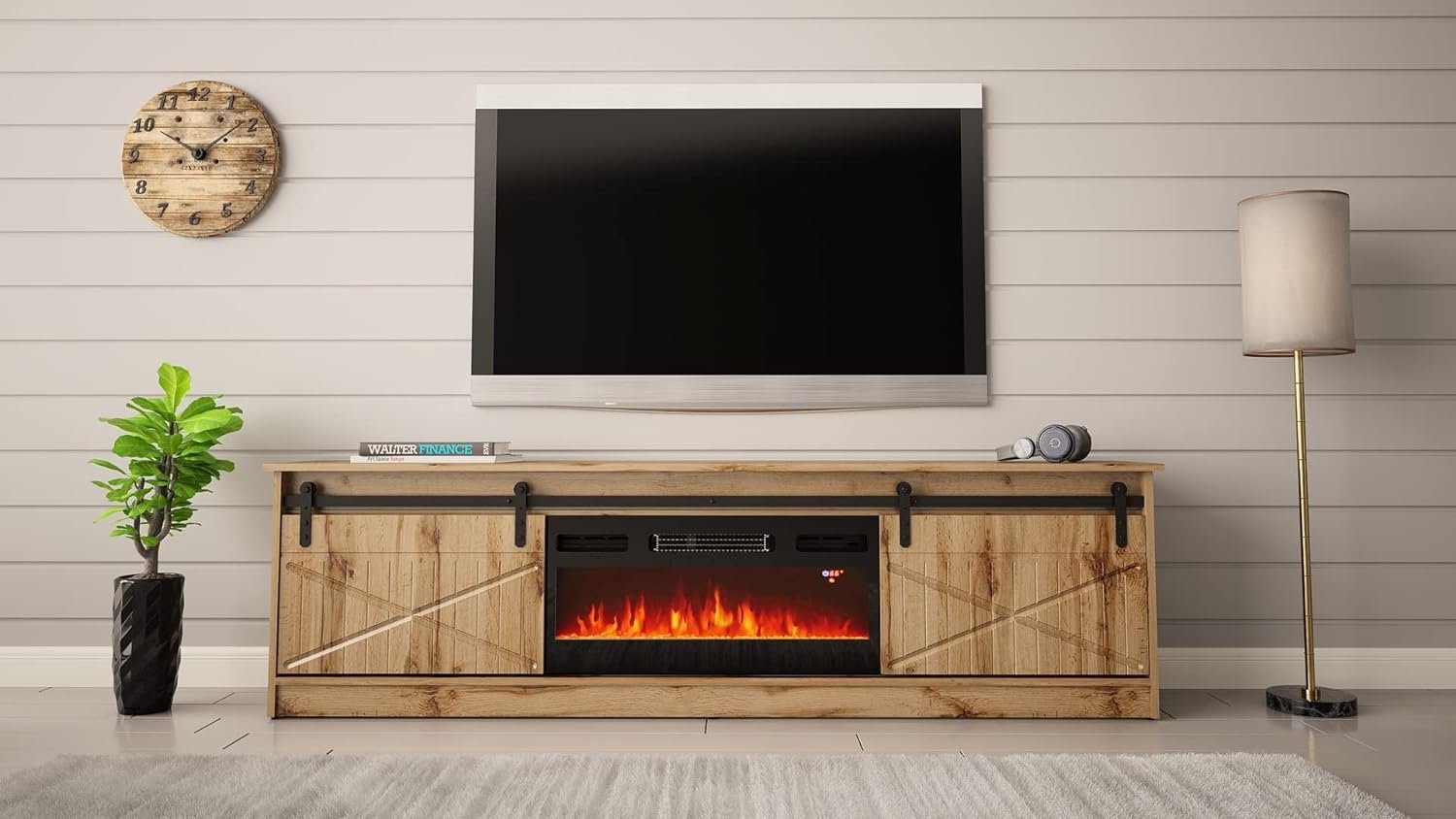 Stijlvol elektrische sfeerhaard tv meubel voor een gezellige woonkamer